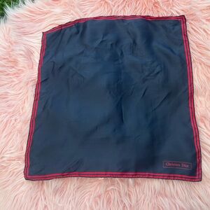 Vintage Christian Dior Navy Blue Scarf with Logo – Classic Style